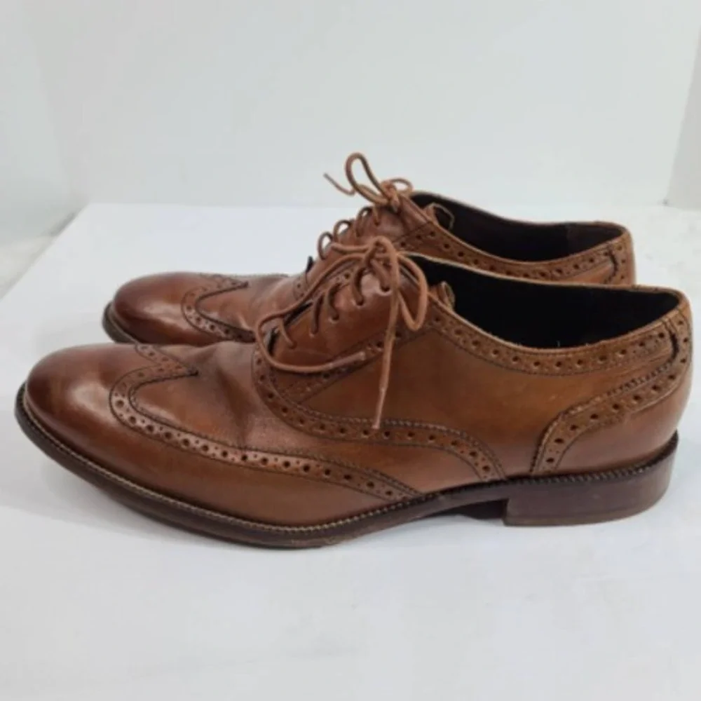 Cole Haan Mens Williams Oxford Dress Shoes Brown Lace Up Wingtip 10.5M